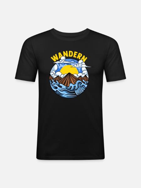 Wandern - Männer Slim Fit T-Shirt - Schwarz
