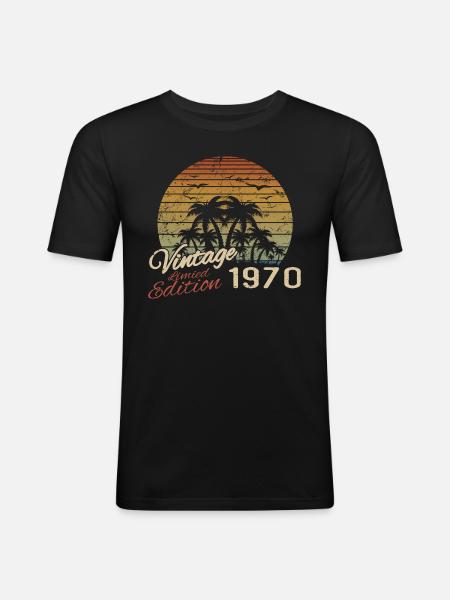 Vintage 1970's Birthday Gift 1970's Retro 1970's - Men's Slim Fit T-Shirt - black