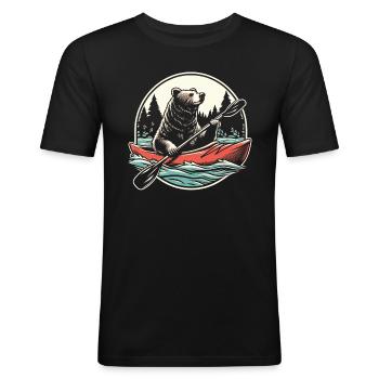 Ours en kayak - T-shirt près du corps Homme - noir - Devant - Nik (191cm)