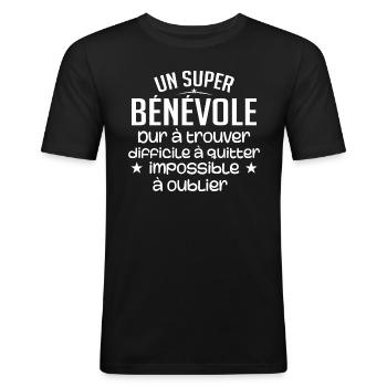 Un Super Bénévole - T-shirt près du corps Homme - noir - Devant - Nik (191cm)