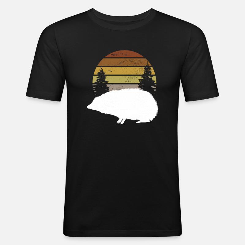 Igel Wald - Männer Slim Fit T-Shirt - Schwarz