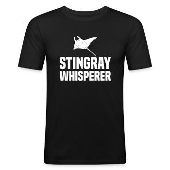 Stachelrochen Mantarochen Ozean - Männer Slim Fit T-Shirt - Schwarz - Vorne - Nik (191cm)