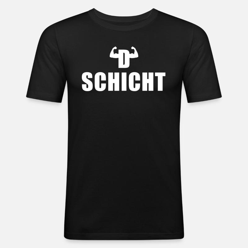 D Schicht Schichtarbeiter - Männer Slim Fit T-Shirt - Schwarz