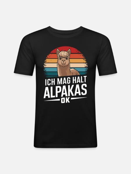Alpaca llama alpacas animal - Men's Slim Fit T-Shirt - black
