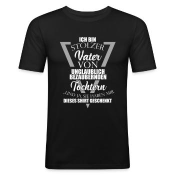 Unglaublich bezaubernde Töchter und stolzer Vater - Männer Slim Fit T-Shirt - Schwarz - Vorne - Nik (191cm)