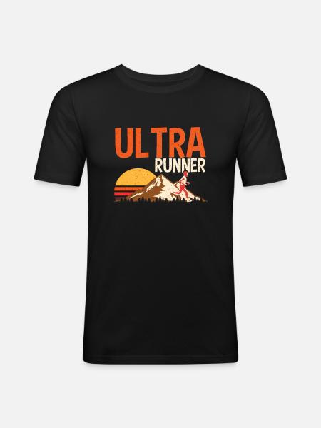 Ultra Marathon Runner Retro Competition Gift - Men's Slim Fit T-Shirt - black