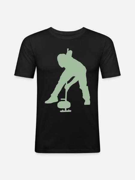 Curling Wintersport - Männer Slim Fit T-Shirt - Schwarz