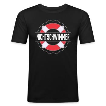 Nichtschwimmer Bademeister Lustig Freibad - Männer Slim Fit T-Shirt - Schwarz - Vorne - Nik (191cm)