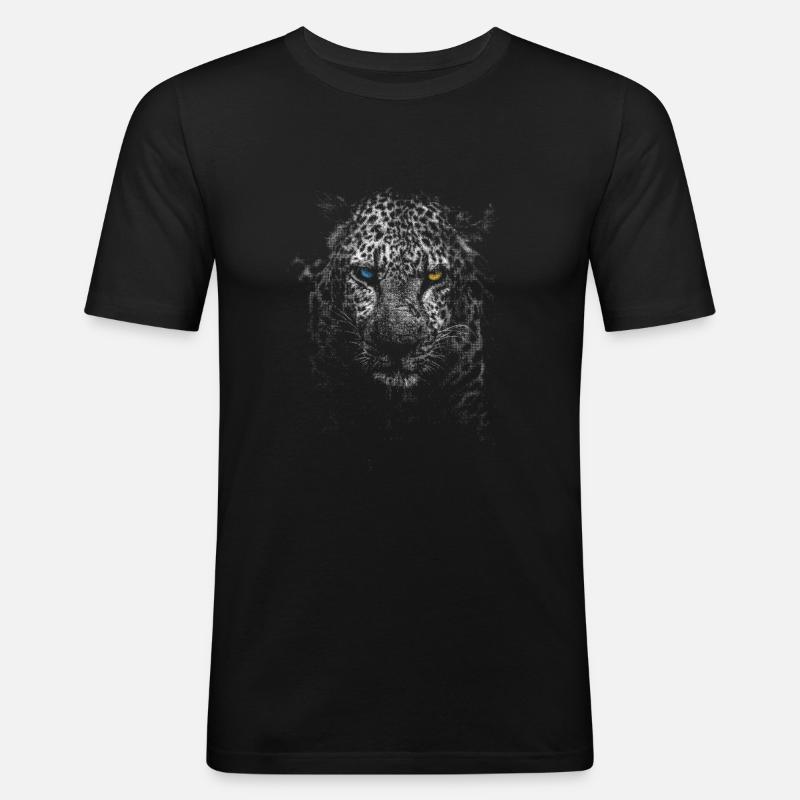 leopard - Herre Slim Fit T-Shirt - sort