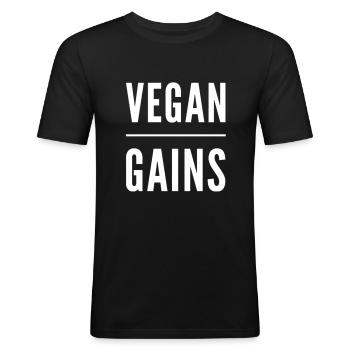 Vegan Gains - Men's Slim Fit T-Shirt - black - Front - Nik (191cm)