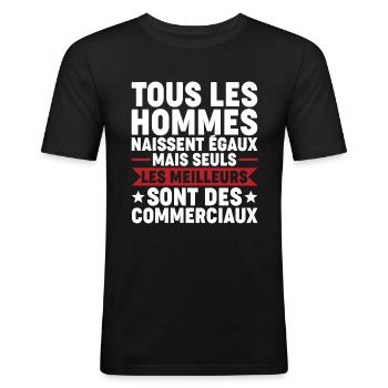 Commercial Homme Meilleur Citation - T-shirt près du corps Homme - noir - Devant - Nik (191cm)