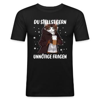Guten Morgen Ganz Dünnes Eis Katzen motiv - Männer Slim Fit T-Shirt - Schwarz - Vorne - Nik (191cm)