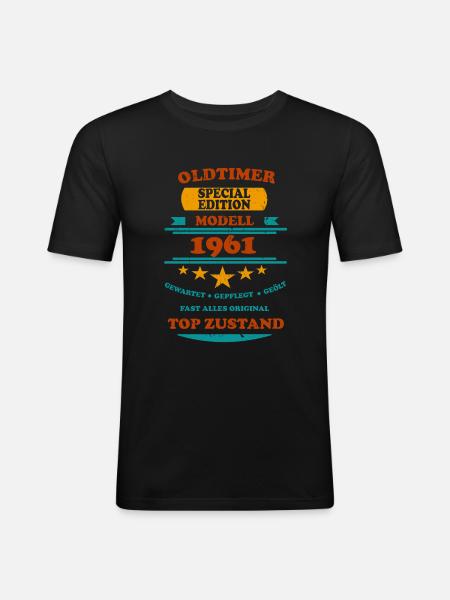 Oldtimer Retro 1961 - Männer Slim Fit T-Shirt - Schwarz