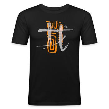 Drache - Tierkreiszeichen - Abstrakt - Männer Slim Fit T-Shirt - Schwarz - Vorne - Nik (191cm)