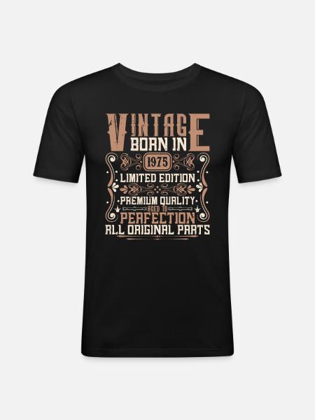 1975 Syntymäpäivä Vuosikerta 1975 Syntynyt Vintage 1975 - Miesten tyköistuva t-paita - musta