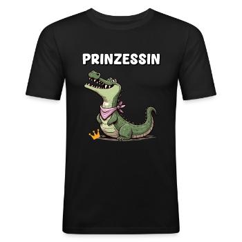 Karneval Krokodil Prinzessin Köln Alaaf Fressen - Männer Slim Fit T-Shirt - Schwarz - Vorne - Nik (191cm)