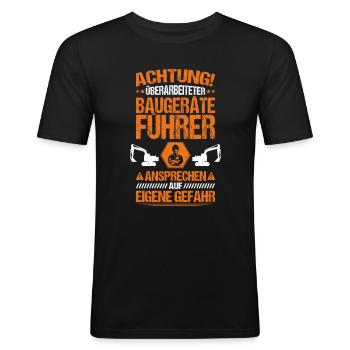 Baugeräteführer Kranführer Baggerfahrer Baugeräte - Männer Slim Fit T-Shirt - Schwarz - Vorne - Nik (191cm)