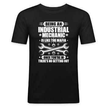 Industriemechaniker Industrial Mechanic - Männer Slim Fit T-Shirt - Schwarz - Vorne - Nik (191cm)