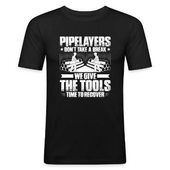 Constructeur de pipelines Construction de pipelines Pipelayer - T-shirt près du corps Homme - noir - Devant - Nik (191cm)