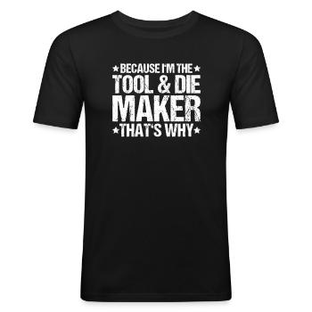 Outilleur Outilleur Tool & Die Maker - T-shirt près du corps Homme - noir - Devant - Nik (191cm)