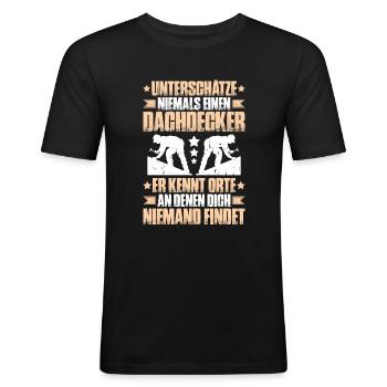 Dachdecker Dachdeckerei Dachdecken Roofer Roofing - Männer Slim Fit T-Shirt - Schwarz - Vorne - Nik (191cm)