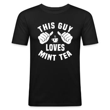 Minz Tee Minztee - Männer Slim Fit T-Shirt - Schwarz - Vorne - Nik (191cm)