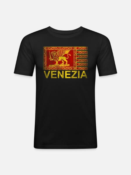 bandiera Venezia, serenissima, leone san Marco - Maglietta aderente da uomo - nero