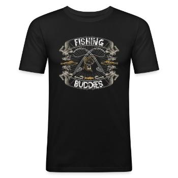 Fishing Buddies Angler Shirt, angeln Sprüche - Männer Slim Fit T-Shirt - Schwarz - Vorne - Nik (191cm)