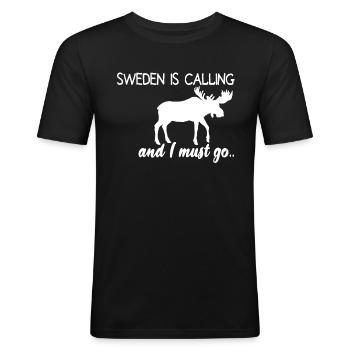 Schweden Urlauber Wanderer Skandinavien Reise Fans - Männer Slim Fit T-Shirt - Schwarz - Vorne - Nik (191cm)