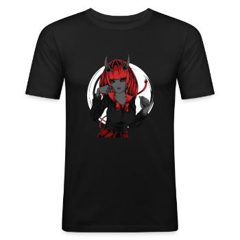 Anime Horror Halloween Demon Girl - Männer Slim Fit T-Shirt - Schwarz - Vorne - Nik (191cm)