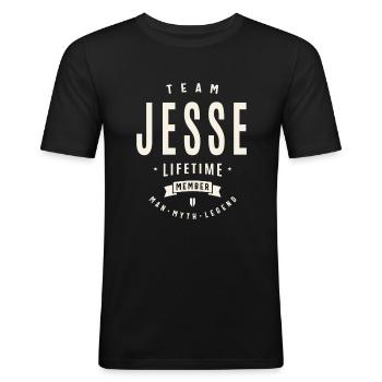 Team Jesse Lebenslanges Mitglied - Männer Slim Fit T-Shirt - Schwarz - Vorne - Nik (191cm)