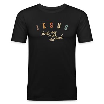 Jesus Has My Back Inspirational Christian Quote - Men's Slim Fit T-Shirt - black - Front - Nik (191cm)