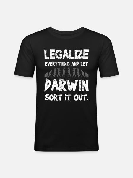 Evolutionary humor meets Darwinism - Men's Slim Fit T-Shirt - black