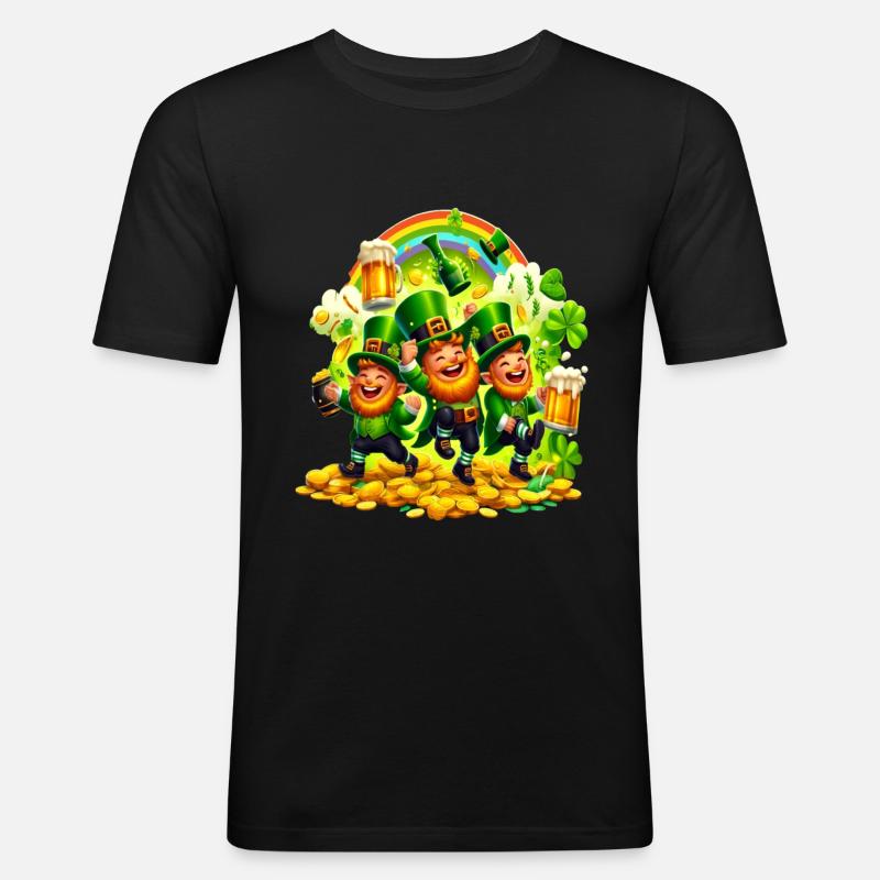 Rainbow Leprechaun (Irish Leprechaun) - Men's Slim Fit T-Shirt - black
