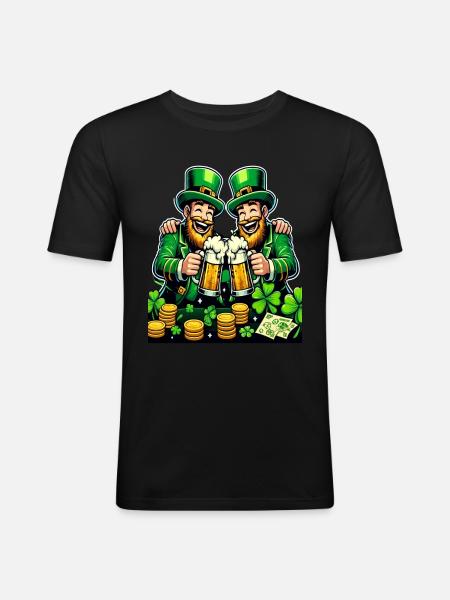 Toasting Leprechaun (Irish Leprechaun)s - Men's Slim Fit T-Shirt - black