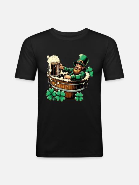 Bathing Leprechaun (Irish Leprechaun) - Men's Slim Fit T-Shirt - black