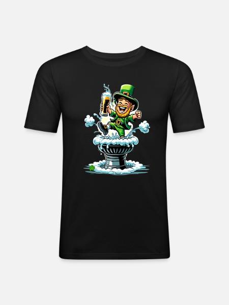 Leaping Leprechaun (Irish Leprechaun) - Men's Slim Fit T-Shirt - black