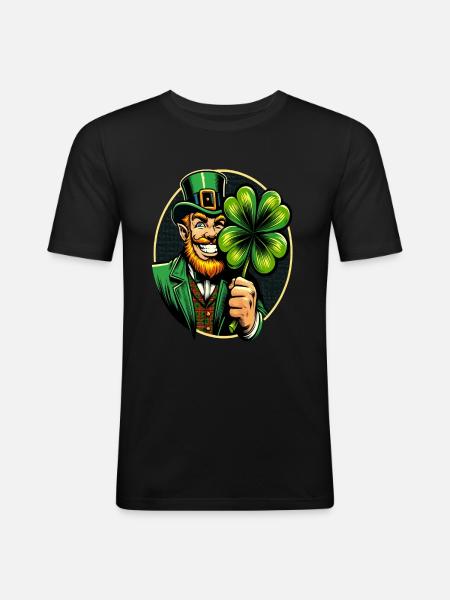 Shamrock Leprechaun (Irish Leprechaun) - Men's Slim Fit T-Shirt - black