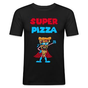 Tolle Pizza - Männer Slim Fit T-Shirt - Schwarz - Vorne - Nik (191cm)