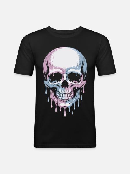 Kawaii Pastel Goth Skull - Men's Slim Fit T-Shirt - black