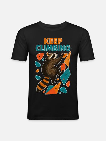 Bouldering Raccoon Keep Climbing Motivation - Men's Slim Fit T-Shirt - black