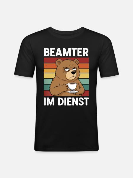 Beamter Kaffee Bär Beamtentum Beamte - Männer Slim Fit T-Shirt - Schwarz