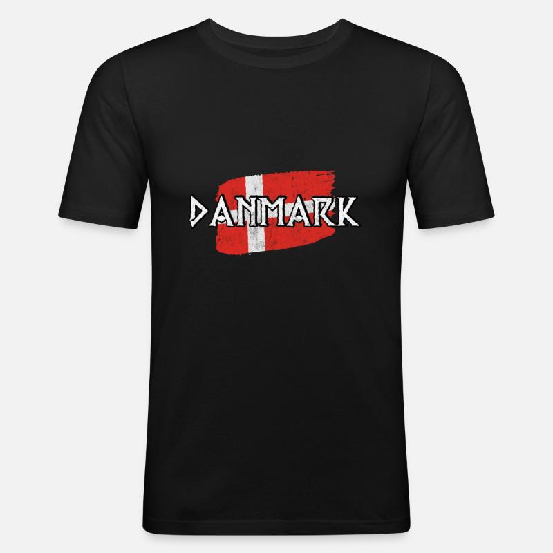 Danmark Danemark Drapeau - T-shirt près du corps Homme - noir