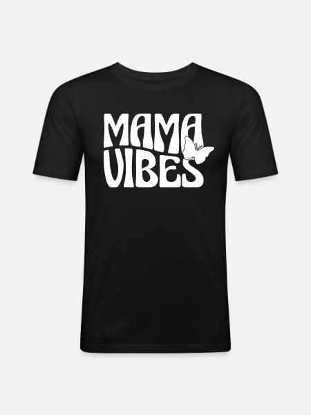 Mama Vibes with butterfly - Men's Slim Fit T-Shirt - black