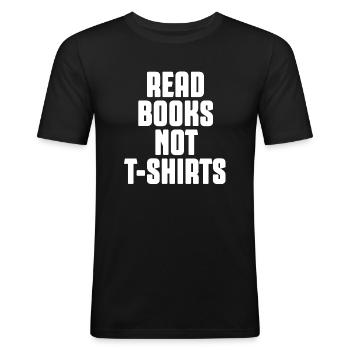 Phrase on reading - Men's Slim Fit T-Shirt - black - Front - Nik (191cm)