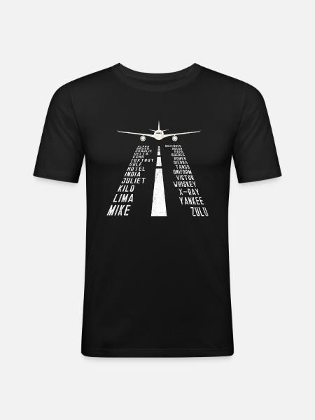 Pilot Airplane Alphabet - Männer Slim Fit T-Shirt - Schwarz
