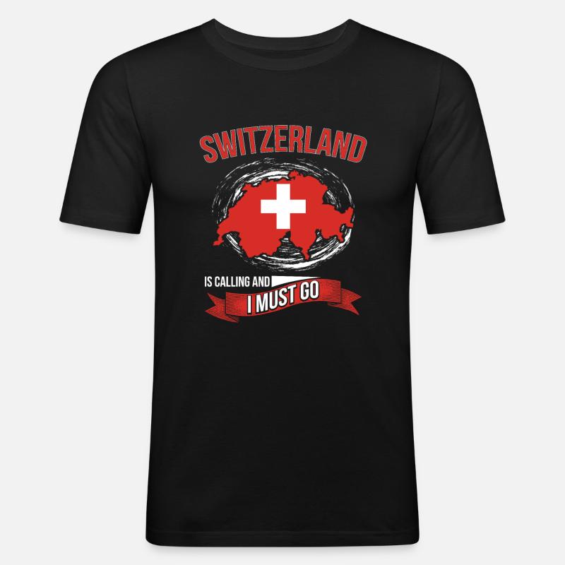 Die Schweiz Ruft Geschenkidee - Männer Slim Fit T-Shirt - Schwarz