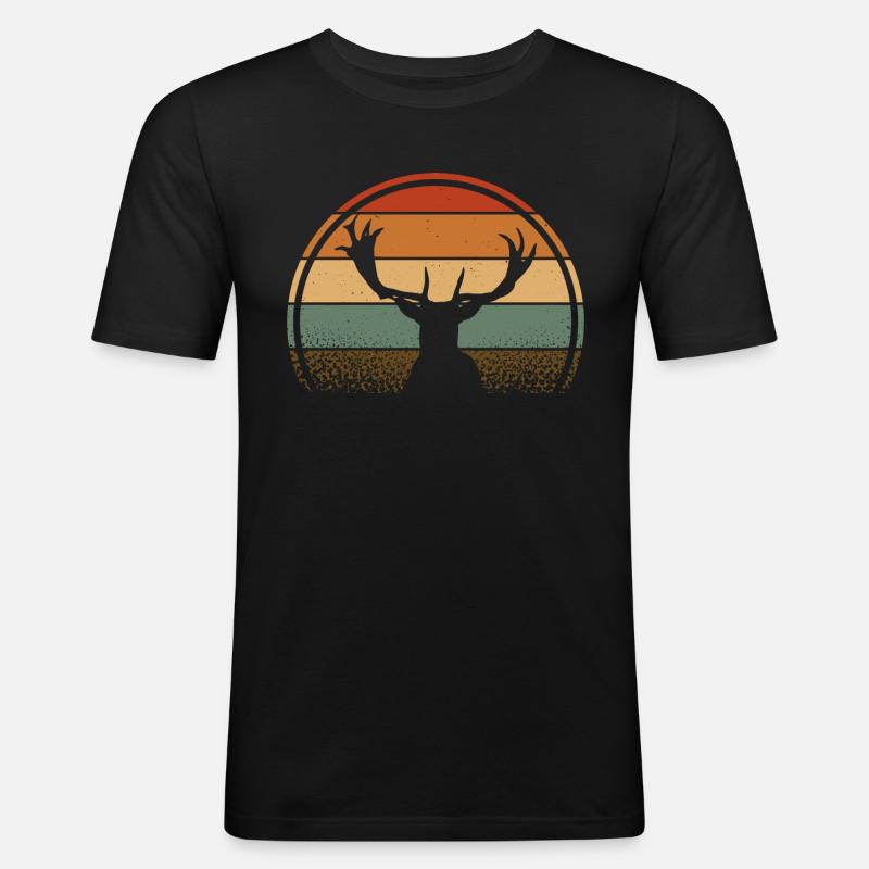 Hirsch - Männer Slim Fit T-Shirt - Schwarz
