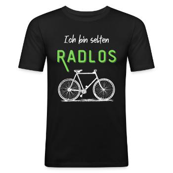 Ich Bin Selten Radlos Lustiges Fahrrad Rad Design - Männer Slim Fit T-Shirt - Schwarz - Vorne - Nik (191cm)