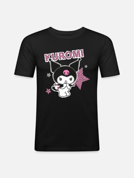 Kuromi med bogstaver og stjerner i løvestil - Herre Slim Fit T-Shirt - sort